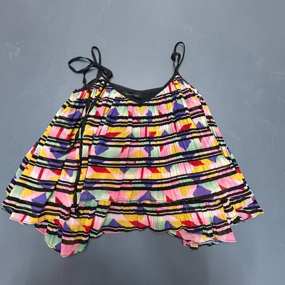 Patterson J Kincaid Tank Top Women's S Multicolor Abstract Pleated Flowy Boho